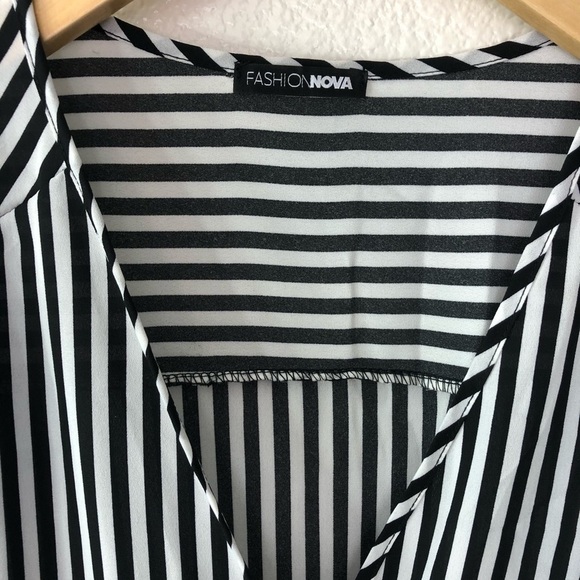 Fashion Nova Striped Asymmetrical Wrap Top - Picture 4 of 7